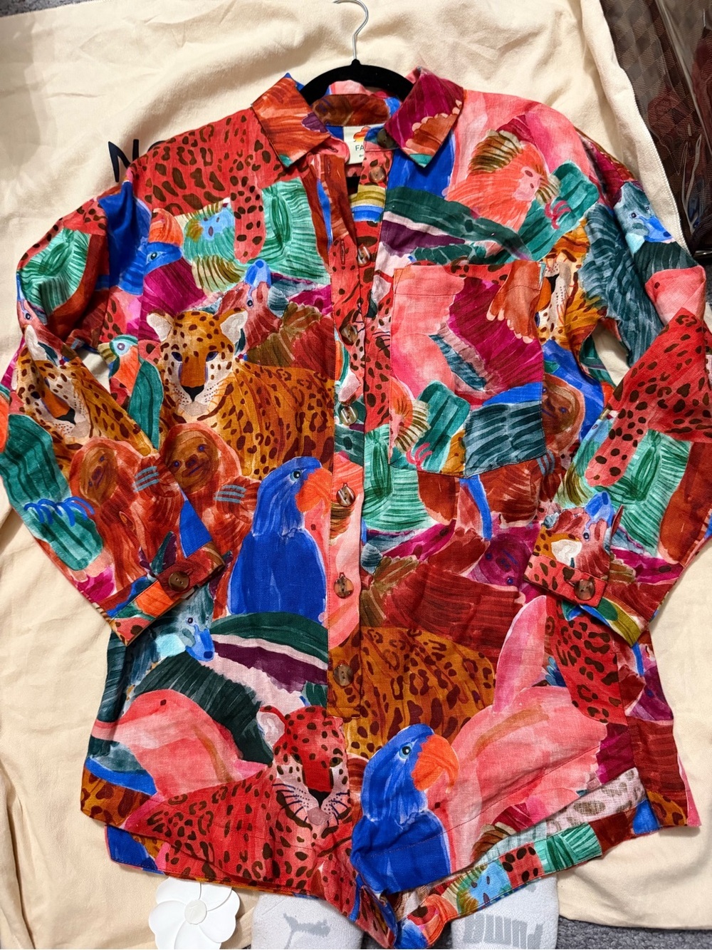 Farm Rio Multicolored Animal Collage Romper - Picture 2 of 4